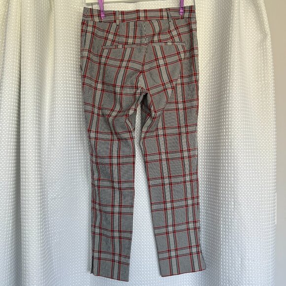 Veronica Beard Farrow Plaid Cropped Straight Leg Button Trousers - Picture 3 of 10